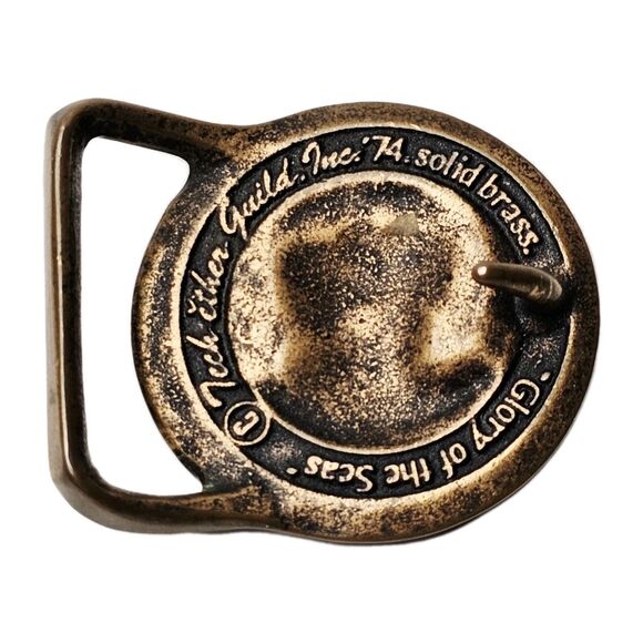 VTG GLORY OF THE SEAS Belt Buckle Solid Brass Tech Ether 1974 Nautical USA VGC! - Picture 3 of 9